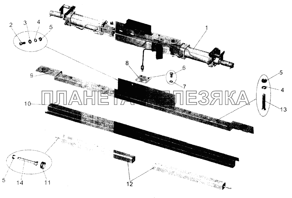 Механизм открывания дверей МАЗ-152